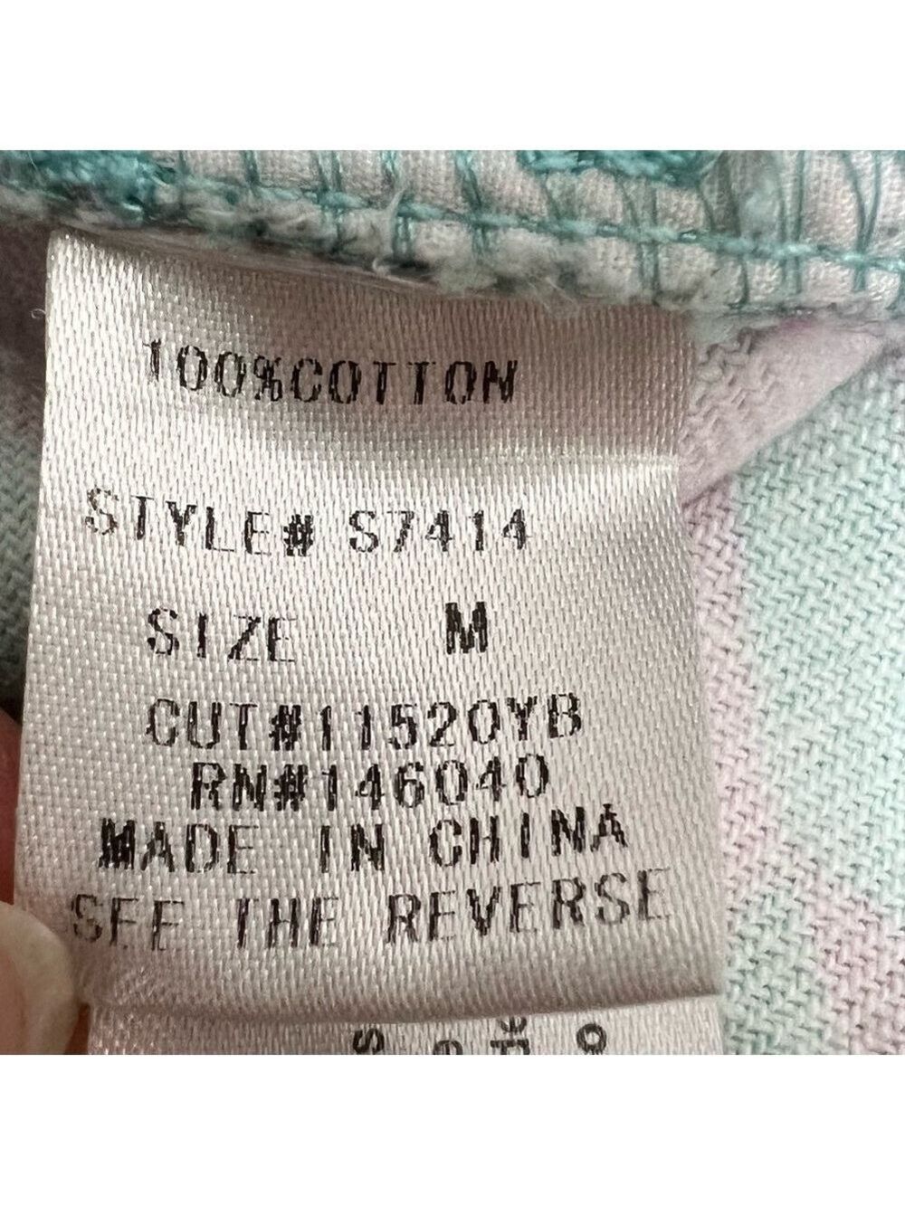 Signature 8 aqua pink houndstooth check belted denim mini skirt M - Picture 10 of 11